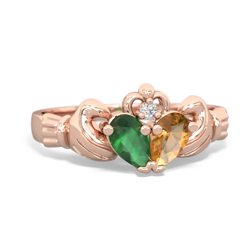Emerald Genuine Emerald with Genuine Citrine Claddagh ring Ring
