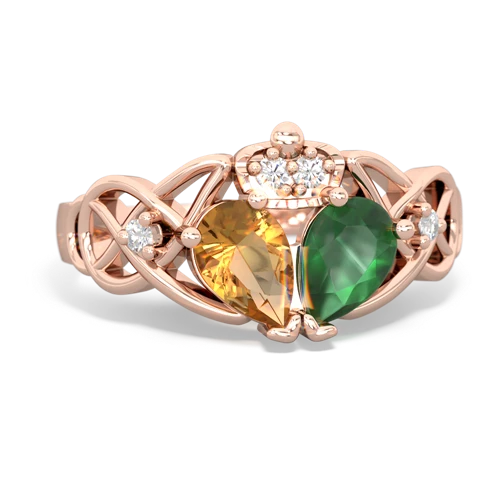 emerald-citrine claddagh ring