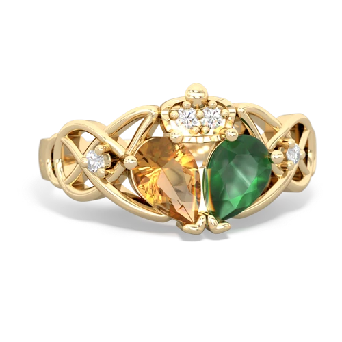 emerald-citrine claddagh ring