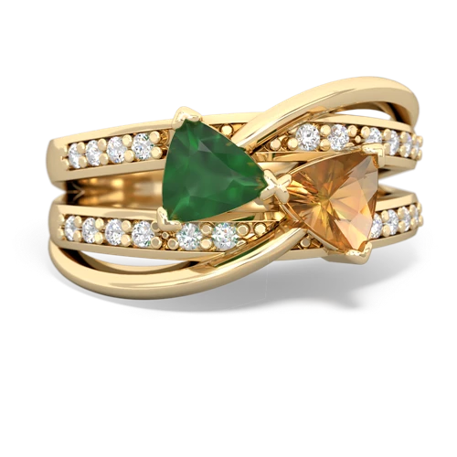 Emerald Genuine Emerald with Genuine Citrine Bowtie ring Ring