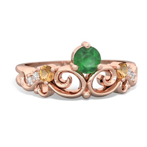 Emerald Genuine Emerald with Genuine Citrine and  Crown Keepsake ring Ring