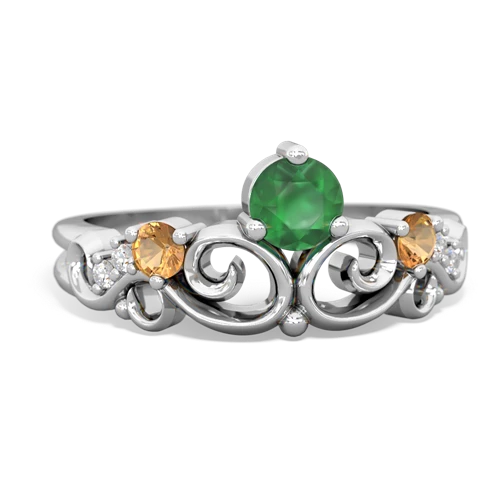 Emerald Genuine Emerald with Genuine Citrine and Genuine Emerald Crown Keepsake ring Ring