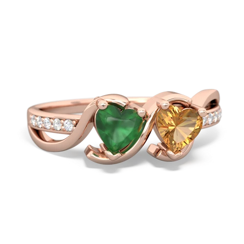 Emerald Genuine Emerald with Genuine Citrine Side by Side ring Ring