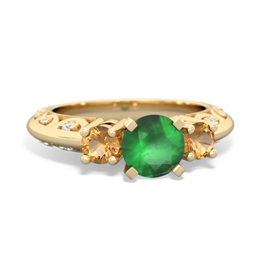 emerald-citrine engagement ring