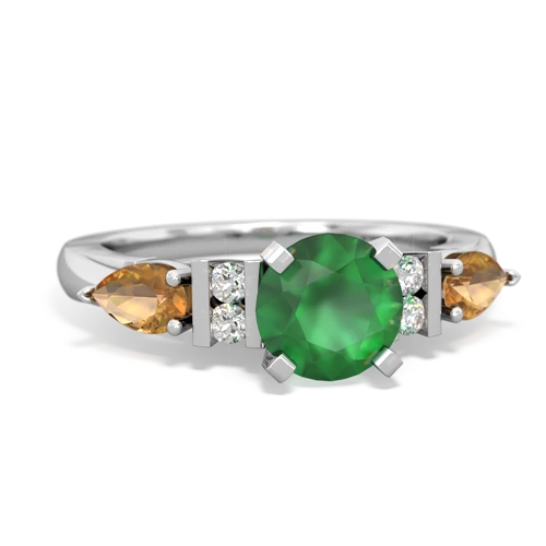 Emerald Genuine Emerald with Genuine Citrine and Genuine White Topaz Engagement ring Ring