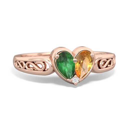 emerald-citrine filligree ring