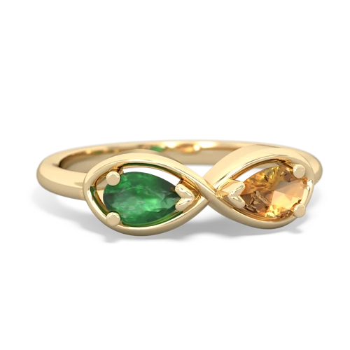 emerald-citrine infinity ring