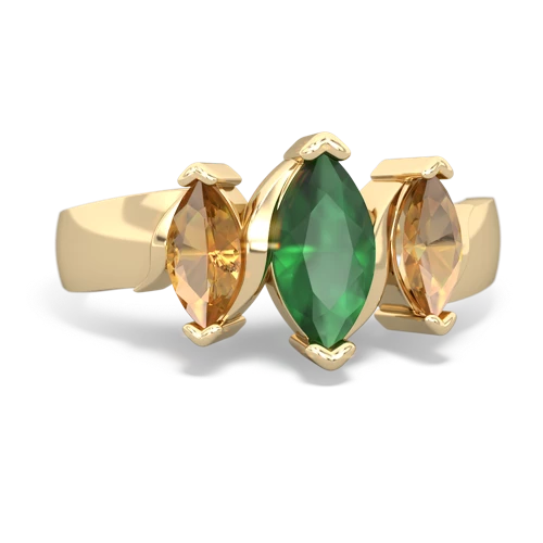 Emerald Genuine Emerald with Genuine Citrine and Genuine Emerald Three Peeks ring Ring