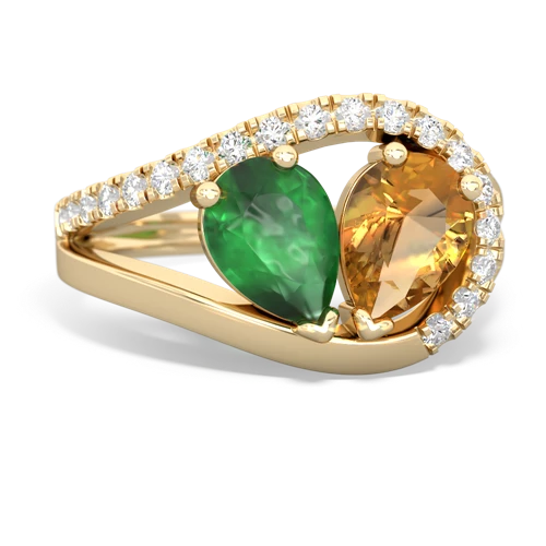 Emerald Genuine Emerald with Genuine Citrine Nestled Heart Keepsake ring Ring