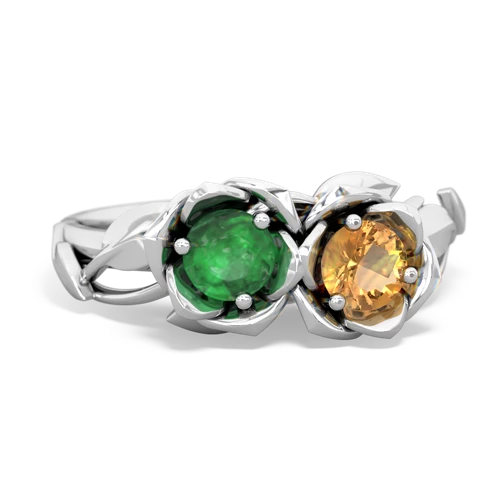emerald-citrine roses ring