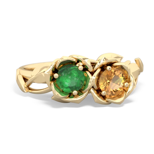 emerald-citrine roses ring