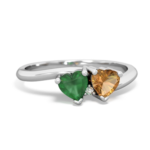 emerald-citrine sweethearts promise ring