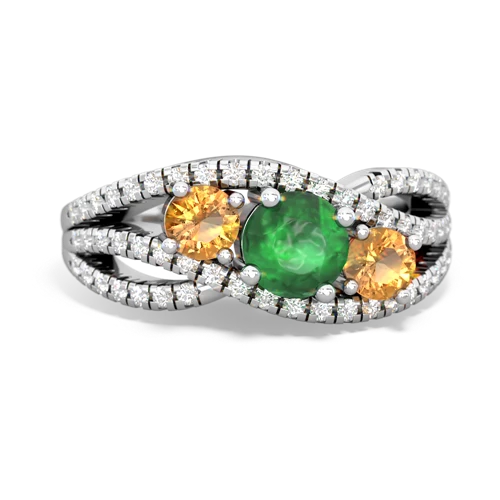 emerald-citrine three stone pave ring