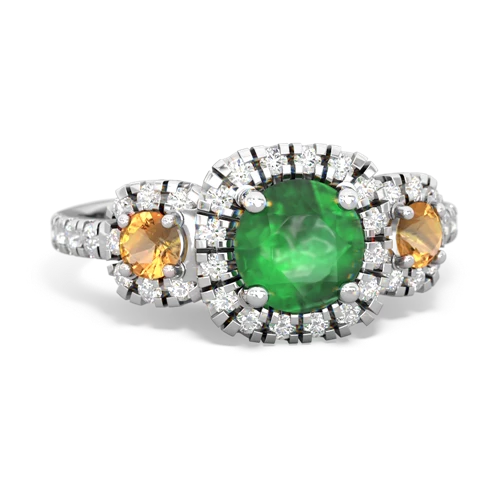 Emerald Genuine Emerald with Genuine Citrine and  Regal Halo ring Ring