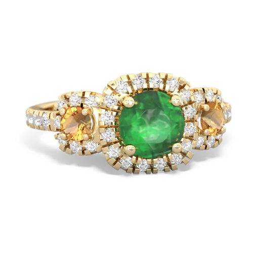 Emerald Genuine Emerald with Genuine Citrine and Genuine Emerald Regal Halo ring Ring