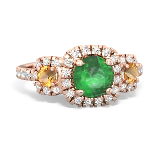 emerald-citrine three stone regal ring