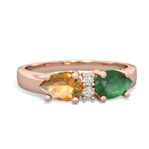 Emerald Genuine Emerald with Genuine Citrine Pear Bowtie ring Ring