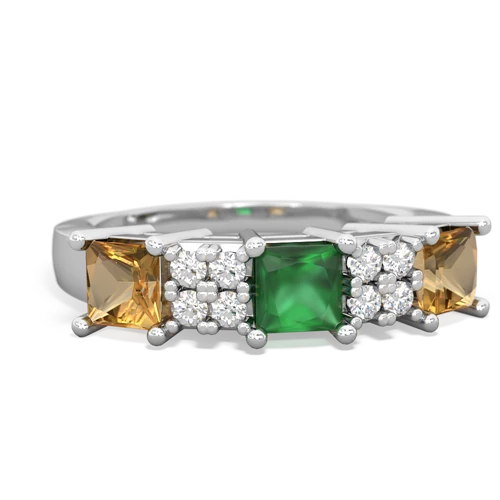 Genuine Emerald with Genuine Citrine and Genuine Amethyst Three Stone ring