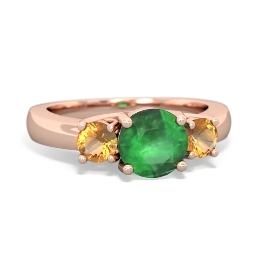 Emerald Genuine Emerald with Genuine Citrine and Genuine Ruby Three Stone Trellis ring Ring