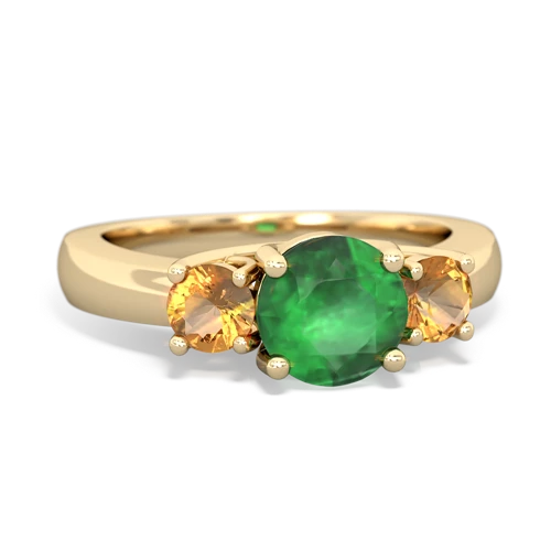Emerald Genuine Emerald with Genuine Citrine and  Three Stone Trellis ring Ring