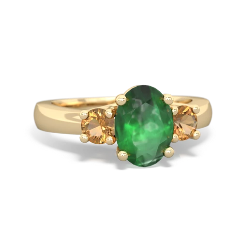 Emerald Genuine Emerald with Genuine Citrine Three Stone Trellis ring Ring