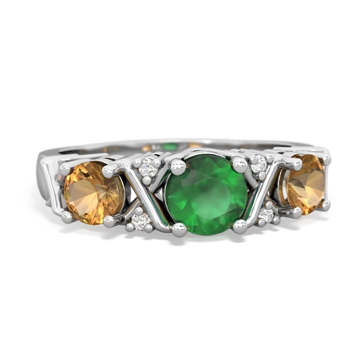 Emerald Genuine Emerald with Genuine Citrine and  Hugs and Kisses ring Ring