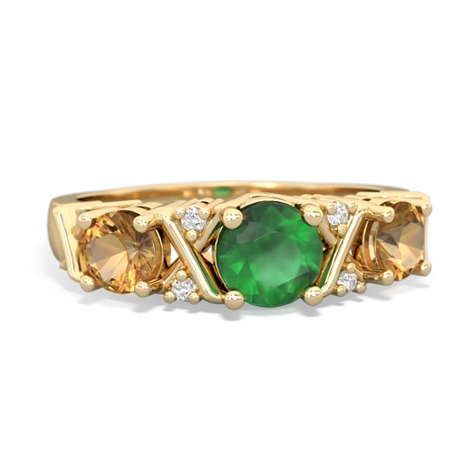 Emerald Genuine Emerald with Genuine Citrine and Genuine Fire Opal Hugs and Kisses ring Ring
