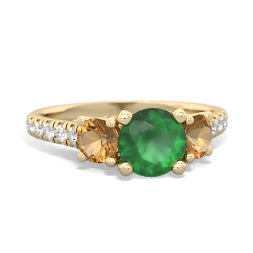Emerald Genuine Emerald with Genuine Citrine and  Pave Trellis ring Ring