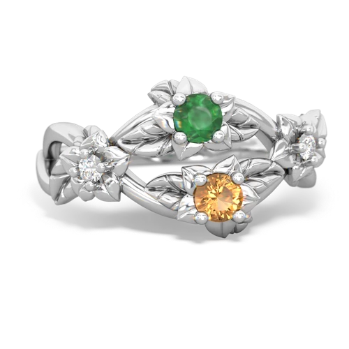 Emerald Genuine Emerald with Genuine Citrine Sparkling Bouquet ring Ring