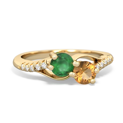 emerald-citrine two stone infinity ring