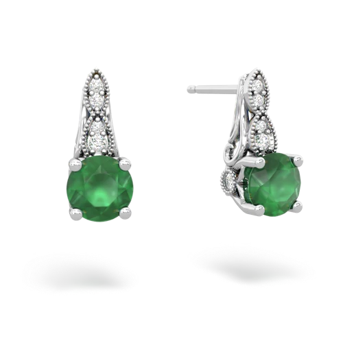 emerald halo drop earrings