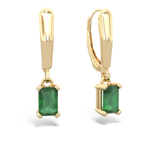 emerald lever-back earrings