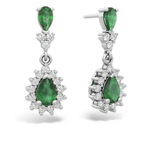 Emerald Genuine Emerald with Genuine Emerald Halo Pear Dangle earrings Earrings