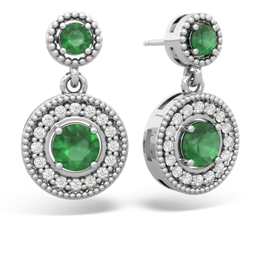 emerald-emerald halo earrings