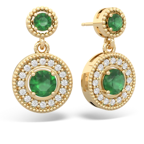 emerald-emerald halo earrings