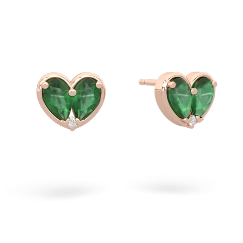 emerald-emerald one heart earrings