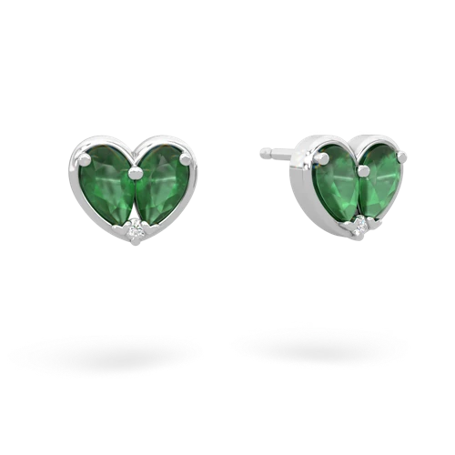 emerald-emerald one heart earrings