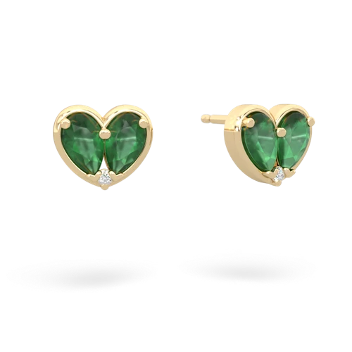 emerald-emerald one heart earrings