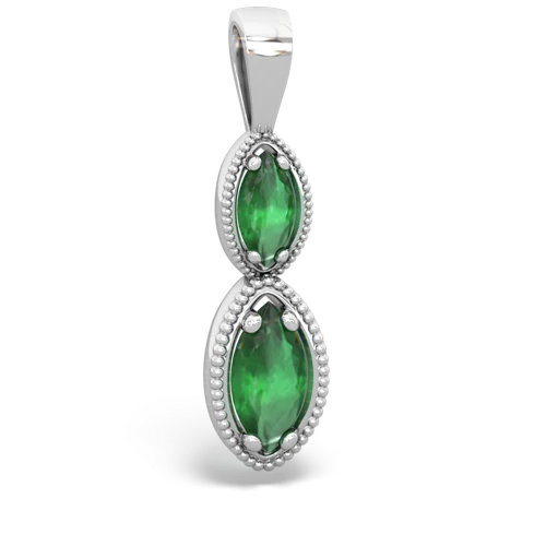 Emerald Genuine Emerald with Genuine Emerald Antique-style Halo pendant Pendant