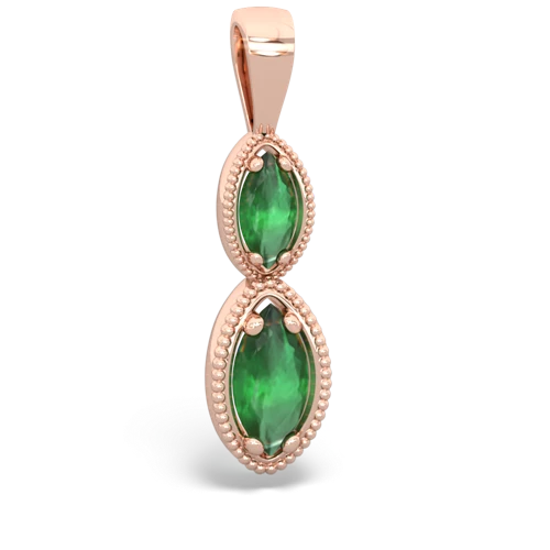 emerald-emerald antique milgrain pendant