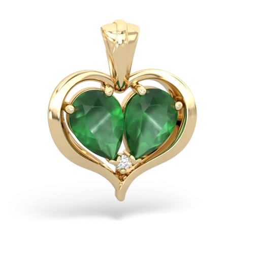 emerald-emerald half heart whole pendant