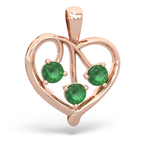 lab emerald-fire opal love heart pendant
