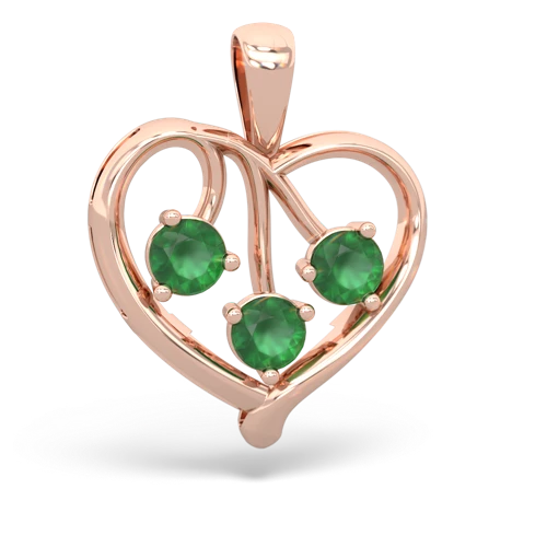 lab emerald-blue topaz love heart pendant