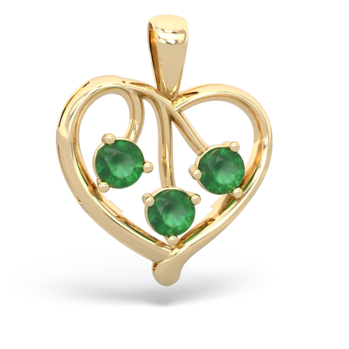 emerald-tourmaline love heart pendant