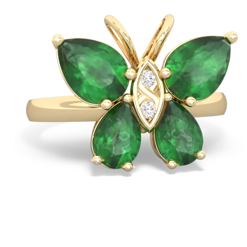 emerald-emerald butterfly ring