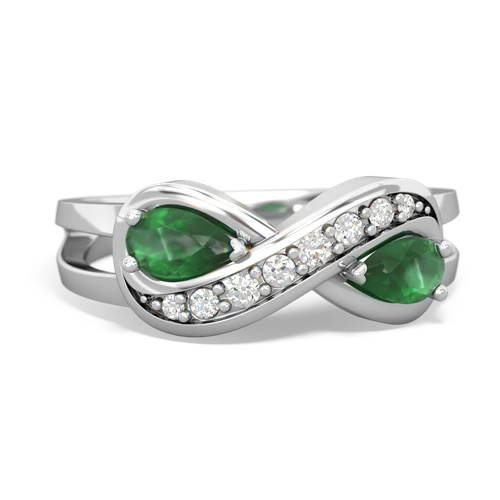 Emerald Genuine Emerald with Genuine Emerald Diamond Infinity ring Ring