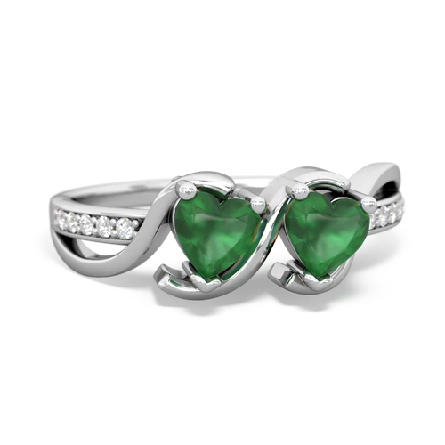 Emerald Genuine Emerald with Genuine Emerald Side by Side ring Ring