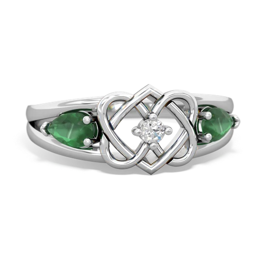 Emerald Genuine Emerald with Genuine Emerald Hearts Intertwined ring Ring