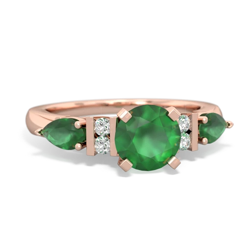 Emerald Genuine Emerald with Genuine Emerald and Genuine Pink Tourmaline Engagement ring Ring
