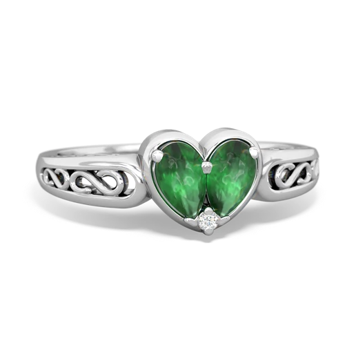 Emerald Genuine Emerald with Genuine Emerald filligree Heart ring Ring